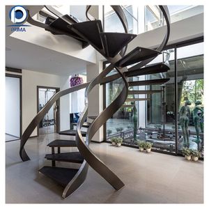 <span class=keywords><strong>Escalier</strong></span> incurvé de luxe avec main courante en bois sur mesure, <span class=keywords><strong>escalier</strong></span> d'entrée majestueux - Product Image 4