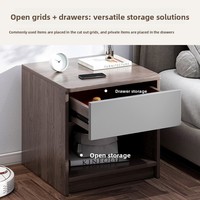Table de chevet moderne minimaliste en pierre, best-seller, avec plateau en bois et 2 tiroirs, pour hôtels, gîtes, meubles de rangement pour chambre à coucher