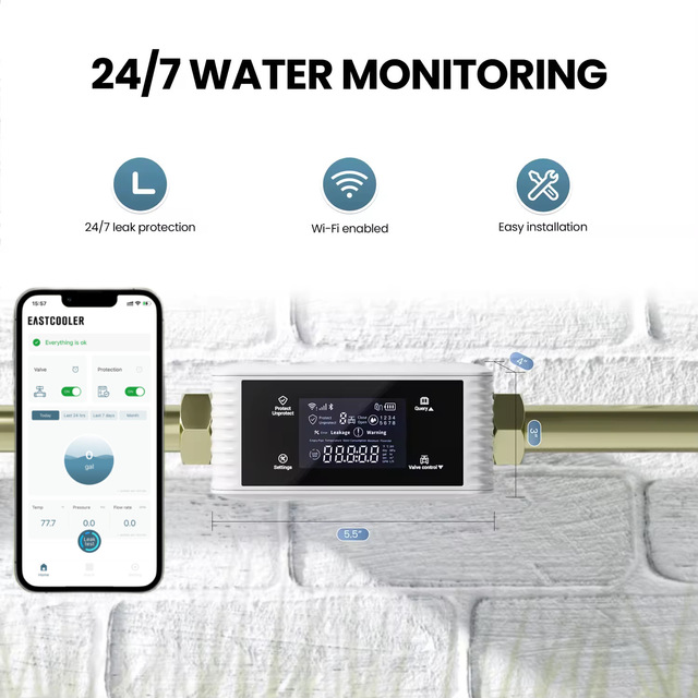 Smart WiFi Water Leak Detector with Real-Time APP Auto Shutoff Water Leakage Sensor