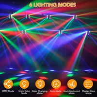 Vente chaude scène araignée lumières RGBW 8 yeux tête mobile faisceau lumineux activé par le son contrôle DMX-512 lumières de scène