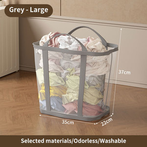 Panier à linge pliable et portable en maille pour dortoirs et maisons, écologique, résistant à l'eau, pour ranger les vêtements sales et les chaussettes - Product Image 5