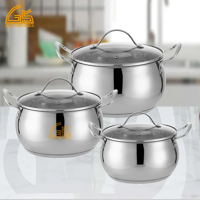 Chine cuisine grande cuisson soupe pot en acier inoxydable batterie de cuisine robuste 316 18/8 ensembles de batterie de cuisine en acier inoxydable pour la fête avec couvercle