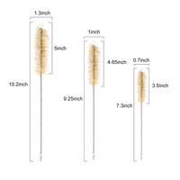 Brosse de nettoyage pour pailles en acier inoxydable, écologique, biodégradable, en fibres de sisal naturelles, avec poils en chanvre