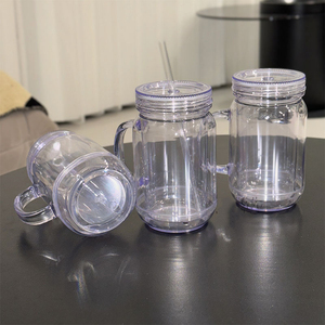 Pre-Drilled 20oz Snow Globe <strong>Tumbler</strong> Double Wall Acrylic <strong>Mason</strong> <strong>Jar</strong> Custom DIY Personalized Cold Plastic Mugs for UV DTF Glitter - Product Image 5