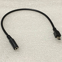 Câble audio mini USB 2.0 vers 3,5 mm femelle avec conducteur plaqué or et connecteurs plaqués or pour utilisation automobile, gaine en PVC, blindage en feuille d'aluminium