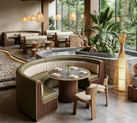Ensemble de canapés et tables demi-circulaires modernes en bois pour hôtels, restaurants et cafés – Durable et écologique