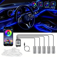 Kit d'éclairage d'ambiance intérieur de voiture 5 en 1 6M RGB LED, 64 couleurs, contrôle par application, bande lumineuse d'ambiance en fibre optique pour voiture