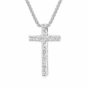 Hammered <b>Cross</b> Necklace Stainless Steel Silver Black | Religious <b>Cross</b> Pendant <b>Chain</b> Jewelry - Product Image 6