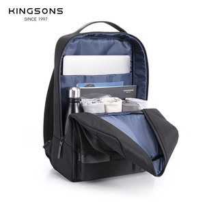 Kingsons Business Backpack Men Lightweight 20-35L Laptop <b>Bag</b> Casual Travel Shoulder Straps Solid Color Black - Product Image 3