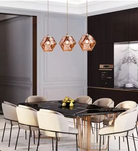 Iluminación Hotel Mesita de noche Lámpara colgante de cristal de color decorativo Luz colgante de cristal de oro rosa - Product Image 5