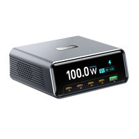 Stasiun Pengisian Daya Cepat USB-C 5-in-1 GaN 265W PD 100W dengan Layar Digital Cerdas dan Kontrol Tombol untuk Ponsel/Laptop/HP