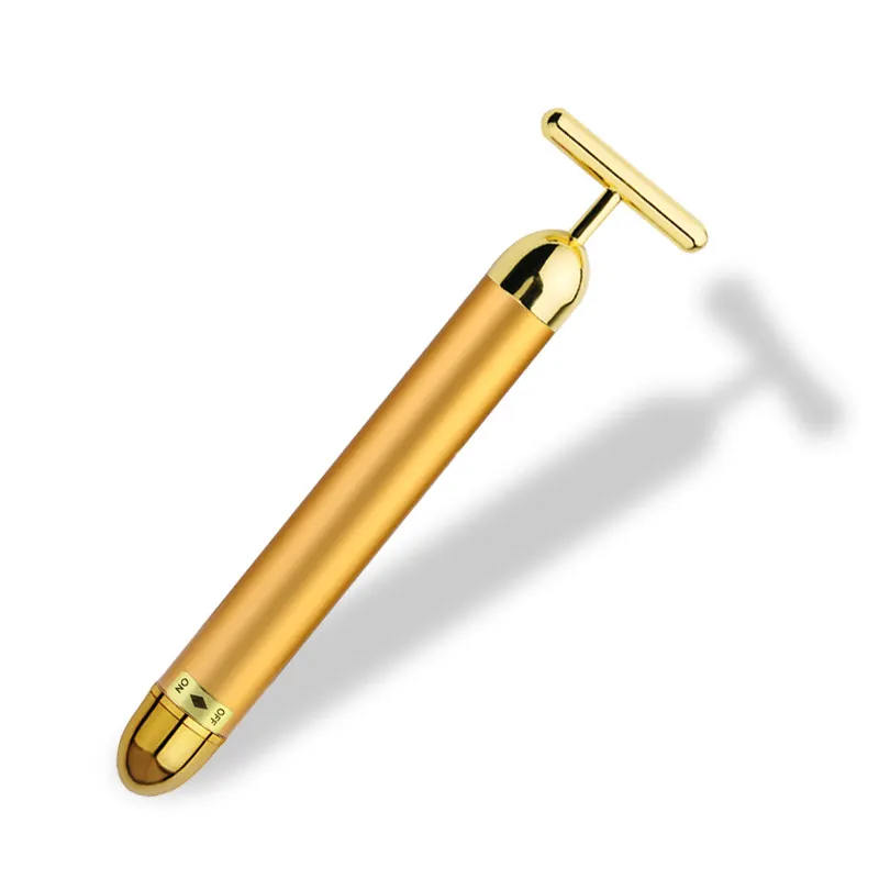 Vesta Roller Gesichts massage geräte T-Form 24 Karat Gold Gesicht abnehmen Beauty Bar