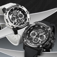 Montre à quartz TIMEARTX pour homme, verre traité, bracelet en silicone, chronographe résistant à l'eau, trois aiguilles, six aiguilles, affichage de la date TA-4410