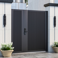 Portail de jardin manuel à double battant en aluminium moderne et minimaliste, anti-effraction, pour villa et cour extérieure