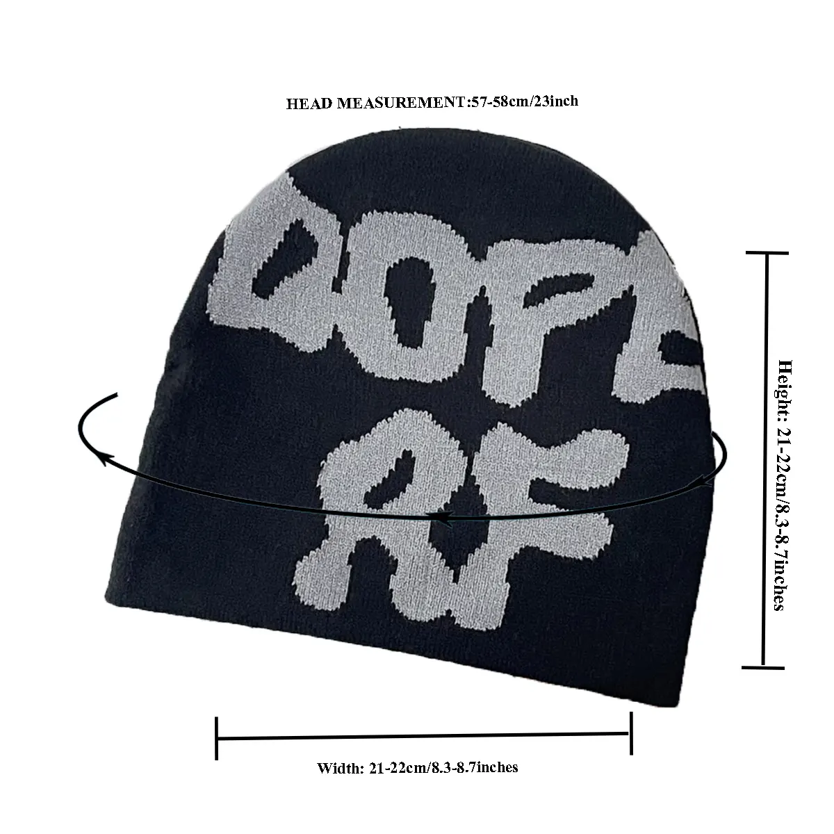 Nueva Llegada Sin Cuff Fold Pattern Jacquard Unisex Knit Beanie para Streetwear