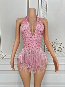 Traje <span class=keywords><strong>de</strong></span> Competición <span class=keywords><strong>de</strong></span> Baile Latino con Borlas, Vestido <span class=keywords><strong>de</strong></span> Seda/Algodón, Atuendo <span class=keywords><strong>de</strong></span> Moda para <span class=keywords><strong>TikTok</strong></span>, Transmisiones en Vivo, Talentos, Salón <span class=keywords><strong>de</strong></span> Baile y Actuaciones en Escenario - Product Image 2