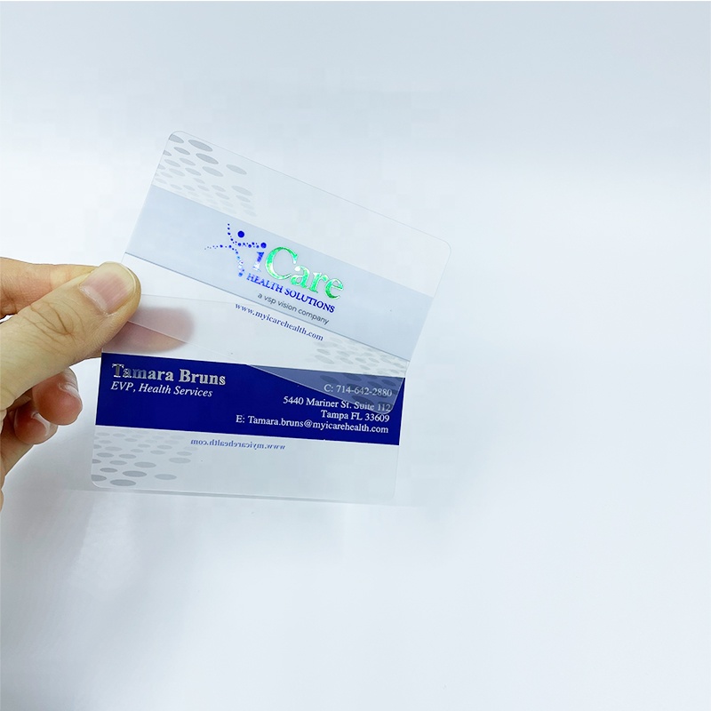 High Quality CMYK Printing Waterproof Glossy/Matte/Frosted Clear PVC Card Transparent Plastic Business Cards
