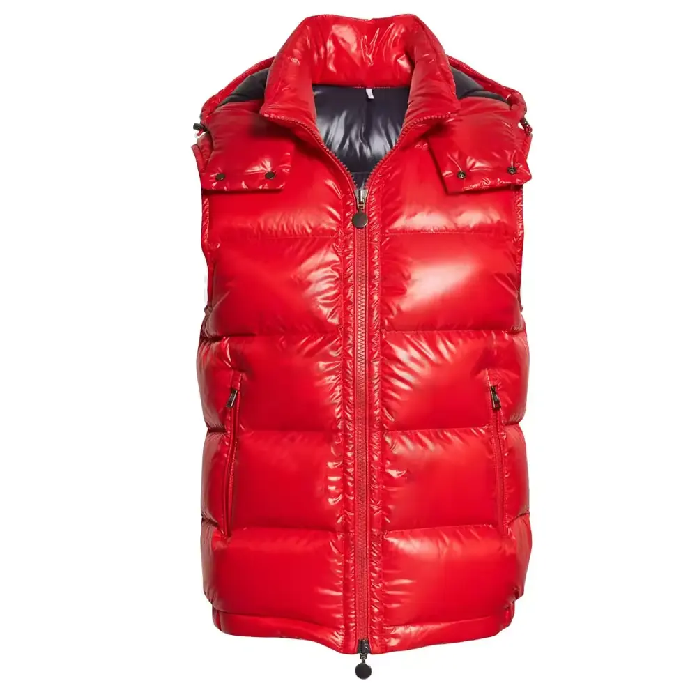 Veste d'hiver épaisse unisexe avec capuche pour hommes avec logo personnalisé rouge