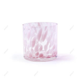 Vela de vidrio soplado estampada al por mayor, recipiente hecho a mano para decoración del hogar, vasos moteados, tarro de vela de cristal para fragancia del hogar - Product Image 3