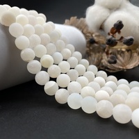Perles d'agate en dentelle naturelle mate et blanche pour la fabrication de bijoux, pierres précieuses en vrac de 15.5 pouces, colliers et boucles d'oreilles