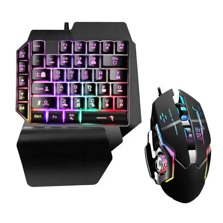 2024 Free Fire Gaming Mini Keyboard Mouse Set Wireless RGB Backlit Type C Mechanical English ABS Designed Mobile Gaming Mix Pro