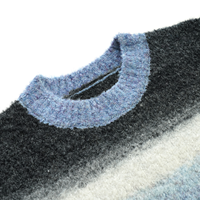 AiNear Großhandel Individuelles Logo-Design OEM & ODM Langarm Rundhals Gestreifter Flauschiger Herren Mohair Strickpullover