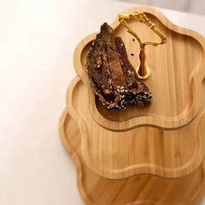 Fabrika doğrudan ahşap kek tutucu çift katlı üç katmanlar Cupcake kek standı yiyecek tepsisi bambu hizmet katmanlı tatlı tepsi dekor - Product Image 3