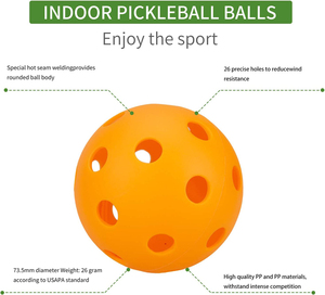 Комнатные оранжевые шарики для мариклебола с 26 отверстиями, яркие оранжевые пиклевые шарики, 6 шт. в упаковке, весло для США, регулируемый размер, отличное дополнение - Product Image 2