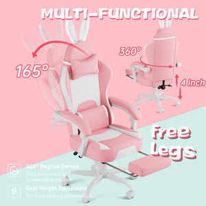 Silla Gamer Rosa <span class=keywords><strong>de</strong></span> Cuero Reclinable con Reposapiés para <span class=keywords><strong>Chicas</strong></span>, Precio Más Bajo <span class=keywords><strong>de</strong></span> Fábrica en <span class=keywords><strong>Bolivia</strong></span>, Teclado Gratis - Product Image 5