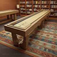 Table de shuffleboard en bois massif, table de jeu d'intérieur de luxe, placage de bois personnalisé, table de jeu de shuffleboard pour la maison, la villa, la salle de jeux