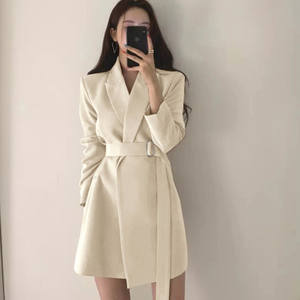 2025 estilo coreano Chic <span class=keywords><strong>Retro</strong></span> cinturón Internet celebridad de longitud media Casual elegante Instagram traje chaqueta para mujer botón único - Product Image 4