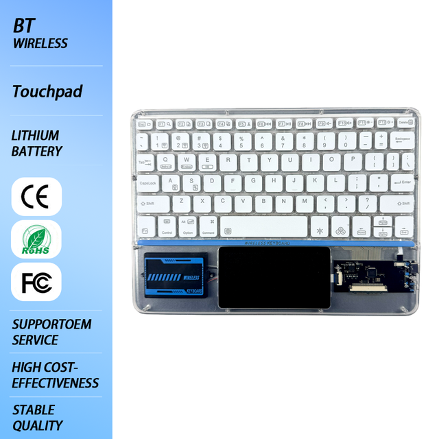 New Triple BT Wireless Keyboard Touchpad RGB Backlit USB Type-C Rechargeable Multi-System Compatible Silent for