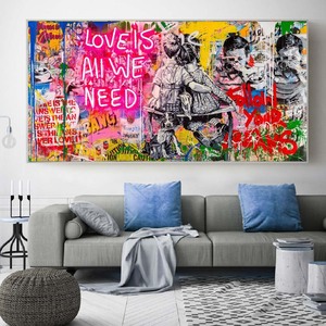 Pintura al óleo de Arte de Graffiti callejero para niños y niñas, carteles artísticos de pared, impresiones, imágenes de pared para sala de estar, decoración del hogar - Product Image 2