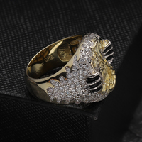 Bague en Zircon cubique pour homme, personnalisée, Baguette glacée, plaqué or 14k