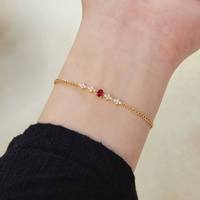 Bracelet à maillons en argent sterling 925 plaqué or 18 carats avec breloques en zircon, bijoux tendance pour femme, idéal comme cadeau