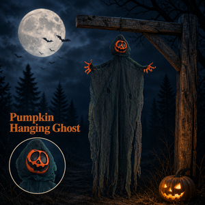 Décoration d'Halloween : Citrouille et fantôme suspendus, cape en maille déchirée, ornement pour la maison, le jardin et les fêtes - Product Image 6