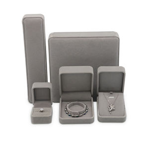 Caja de viaje portátil de terciopelo con logotipo personalizado, caja de embalaje para joyería, collar colgante, color azul - Product Image 2