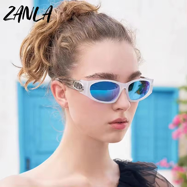 2024 NUK Retro Y2K Sunglasses Small Cat Eye Frame Eyewear for Women Fashion Steampunk Mirror Goggles Men Sunglasses Gafas De Sol