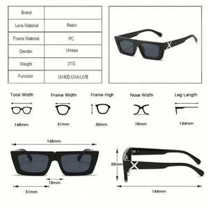 Gafas de Sol Rectangulares de Color Caramelo a la Moda 2022, Gafas de Sol Cuadradas Pequeñas Coloridas con Protección UV400 para Hombre y Mujer - Product Image 6