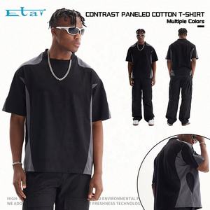 Haute qualité hommes luxe personnalisé lourd 100% coton 260gsm contraste course t-shirt boîte vierge Fit t-shirt - Product Image 5