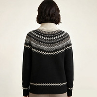 Pulls en tricot de luxe vintage pour femmes, pulls jacquard Fair Isle à demi-zip, vêtements décontractés pour revendeurs