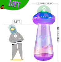 Modèle gonflable OVNI extraterrestre avec faisceau lumineux pour décoration de jardin Halloween, accessoire de fête et présentation sur le thème science-fiction