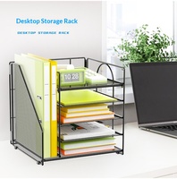 Organisateur de documents de bureau minimaliste en métal à cinq niveaux, coulissant, format A4, noir/blanc/rose, pour bureau transfrontalier