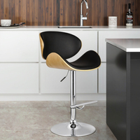 Tabouret de bar réglable en contreplaqué courbé de style Mid-Century, chaise ergonomique pivotante à hauteur de comptoir avec repose-pieds pour îlot de cuisine et bar à domicile