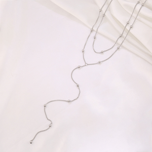 Collana Trendy a Doppio Strato con Ciondolo a Forma di Y, Placcata in Oro 18K, in Acciaio Inossidabile, Regalo per <span class=keywords><strong>Donna</strong></span> - Product Image 4