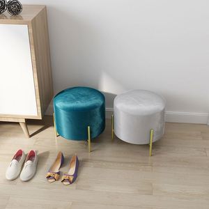 Nordic Shoe Changing Clothing Store Stool Household Simple <strong>Small</strong> Round Online Celebrity Sofa Stool Light Luxury <strong>Footstool</strong> - Product Image 3