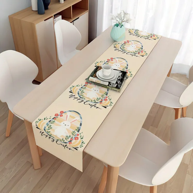 Hstyle 13*72Inch Colorful Easter Runner for Table Seasonal Spring Holiday Decor for Indoor Outdoor Dining Table Decors HS1658