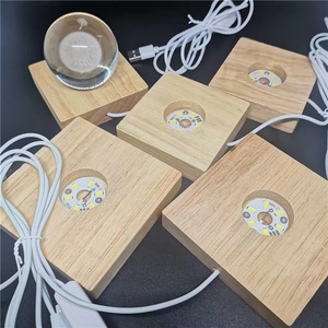 Đèn ngủ nhỏ <span class=keywords><strong>LED</strong></span> bằng gỗ nguyên khối, hình tròn/vuông, đế đèn <span class=keywords><strong>LED</strong></span> bằng gỗ, sạc USB - Product Image 5