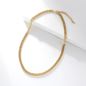Kalung Rantai <span class=keywords><strong>Curb</strong></span> <span class=keywords><strong>Link</strong></span> Kuba Wanita, Potongan Berlian Emas untuk Perempuan - Product Image 3