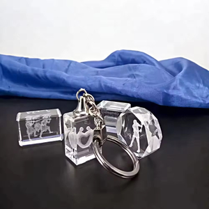 Honor of Crystal High Quality Cheap Custom Logo Glass Keychains 3D Crystal Key Chain for Business Gift